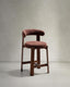 Granite stool in brown chenille and solid ash wood with walnut-coloured finish FSC 100% 65cm