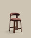 Granite stool in brown chenille and solid ash wood with walnut-coloured finish FSC 100% 65cm