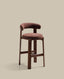 Granite stool in brown chenille and solid ash wood with walnut-coloured finish FSC 100% 75cm