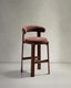 Granite stool in brown chenille and solid ash wood with walnut-coloured finish FSC 100% 75cm