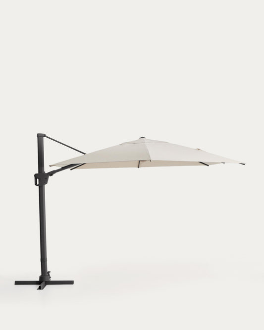 Noli beige cantilever parasol with graphite aluminium structure 300 x 420cm