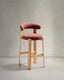 Granite stool in terracotta chenille and solid ash wood with natural tone finish FSC 100% 75cm