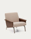 Amsen light brown armchair in walnut plywood with legs in brushed stainless steel