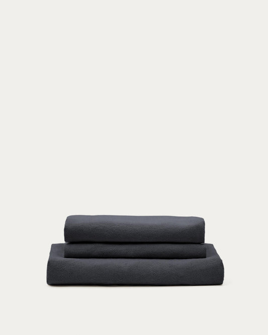 Nora 3-seater sofa cover in anthracite grey linen and cotton
