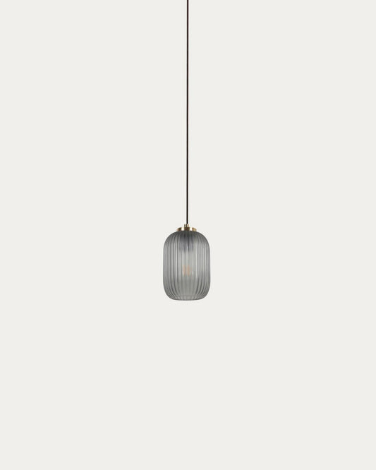 Hestia metal ceiling light with brass finish and grey glass