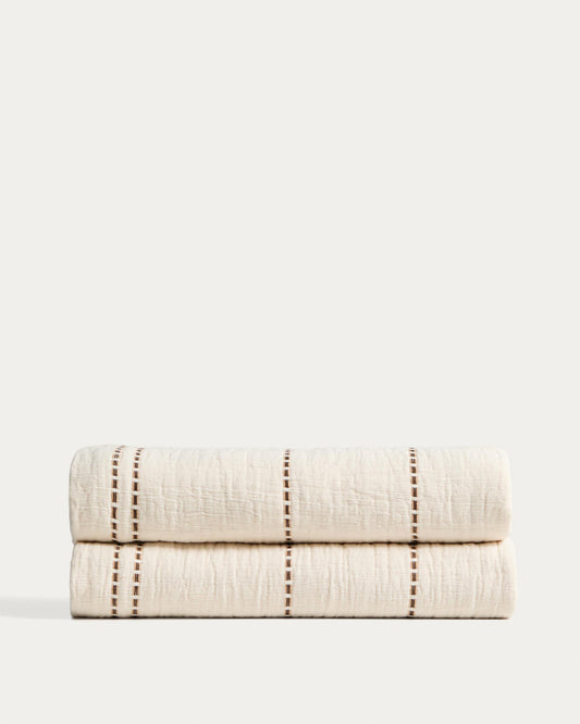 Siloda beige striped double-gauze cotton bedspread for 90/135cm bed
