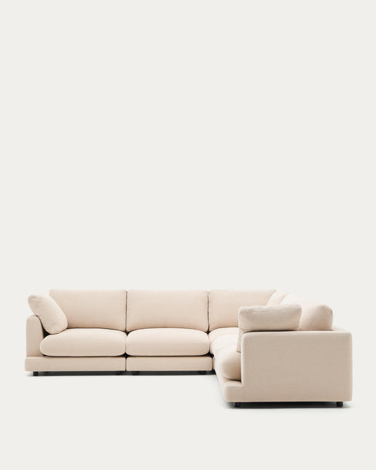 Gala 6-seater corner sofa in beige chenille FSC Mix Credit 300 x 300cm