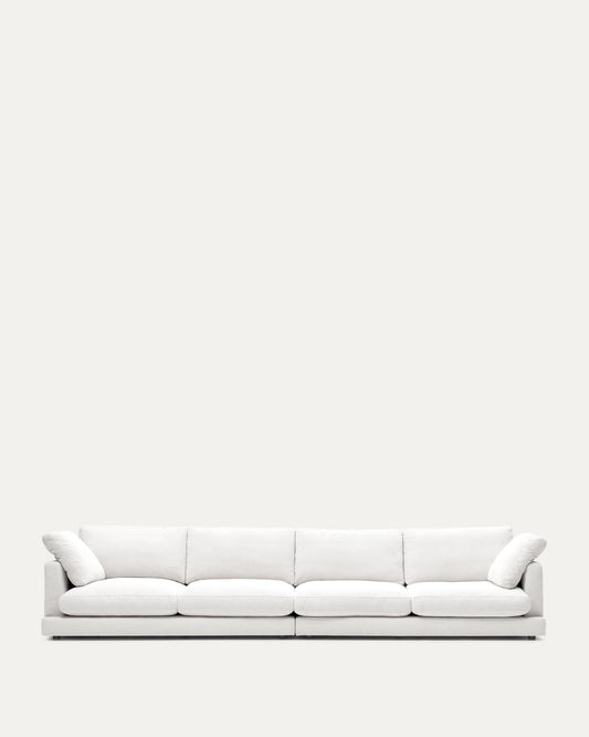 Gala 6-seater white chenille sofa FSC Mix Credit 390cm