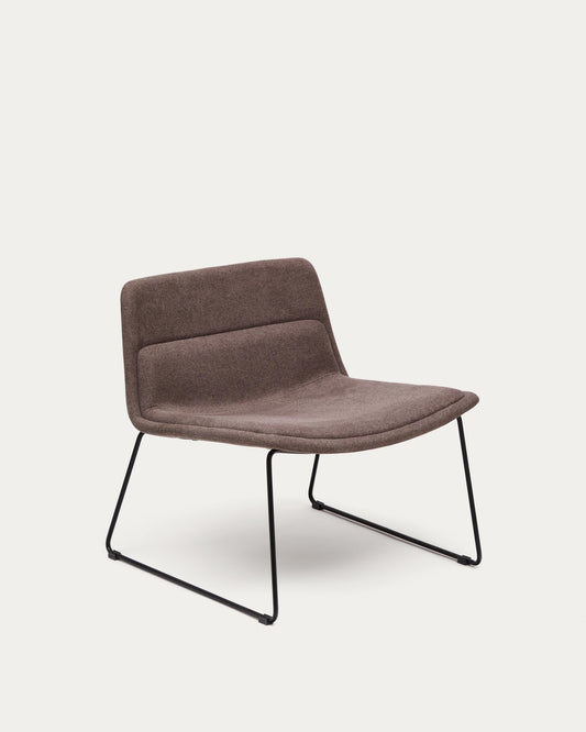 Zahara brown armchair and steel in a black finish, 100% FSC