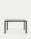 Axis extendable table in grey glass with steel legs in a dark grey finish, 140 (200) cm