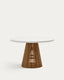 Alcaufar round outdoor table made of solid teak wood and white cement Ø 120 cm