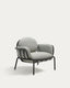 Joncols outdoor armchair in aluminium with grey painted finish and beige cushions