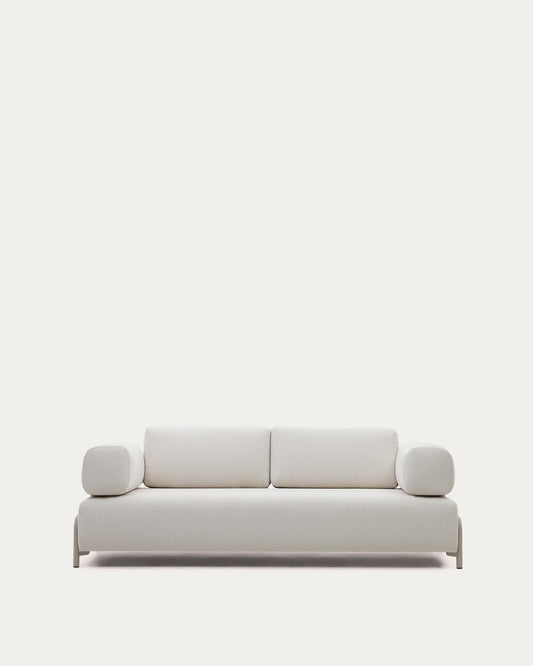 Compo beige chenille 3-seater sofa with beige metal structure 232 cm FSC Mix Credit