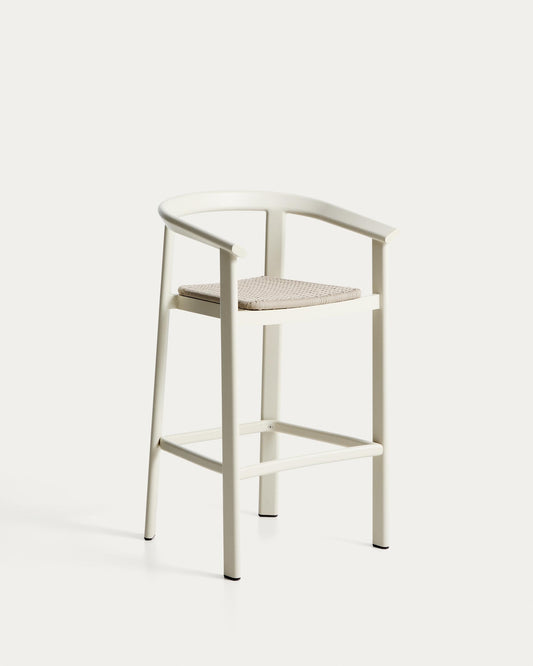 Erice stool in aluminium and ecru rope cord 75cm