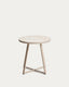 Tella round side table in galvanised steel with beige tiles Ø45 cm