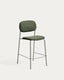 Meli stackable stool in green chenille with green metal legs FSC Mix Credit 65cm