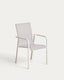 Canea stackable outdoor chair in beige texteline and ecru aluminium