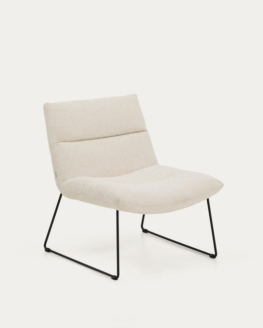 Asen beige chenille armchair with black steel legs FSC 100%