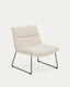Asen beige chenille armchair with black steel legs FSC 100%