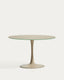 Vedira table in glass and taupe steel Ø120cm