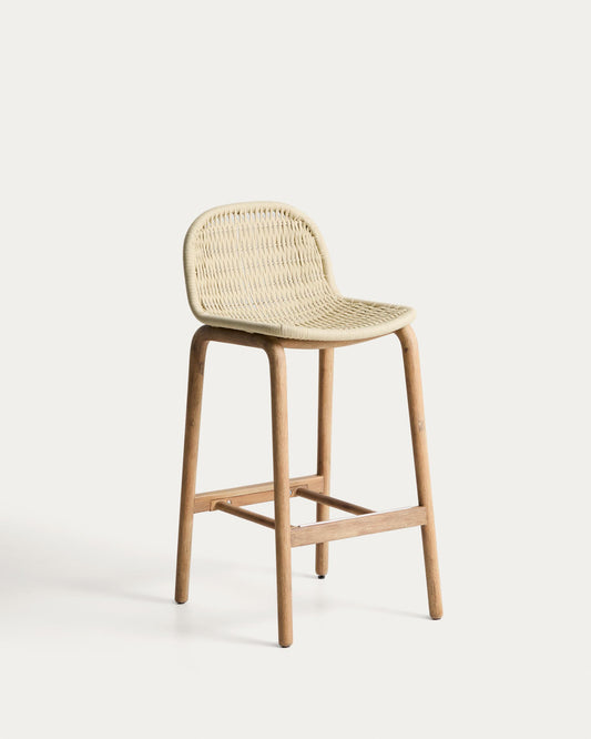 Alipa stool in FSC 100% solid acacia wood and ecru rope cord 75 cm