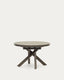 Vashti round extendable table, porcelain and steel legs with a brown finish, Ø 120(160) cm