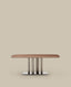 Melvar table made from walnut veneer and legs with brushed stainless steel base 180 x 100cm