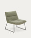 Asen green chenille armchair with black steel legs FSC 100%