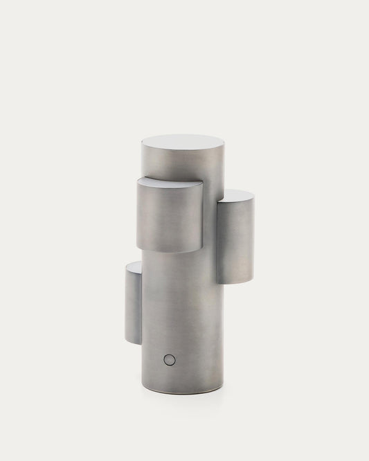 Adrina portable LED table lamp in light grey metal with brushed finish