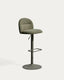 Arino green chenille stool with green metal legs 65cm