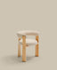 Granite 3-legged chair in beige chenille and solid ash wood in a natural tone finish FSC 100%
