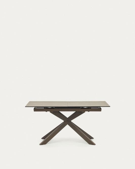 Atminda extendable table, porcelain and steel legs with a grey finish, 160 (210) x 90 cm