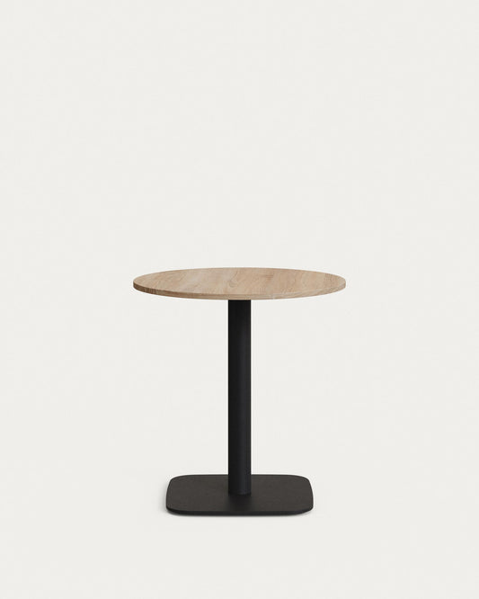 Dina round table in natural finish melamine with metal leg in a painted black finish, Ø68x70cm