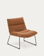 Asen terracotta chenille armchair with black steel legs FSC 100%