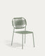 Talaier stackable outdoor chair in synthetic rope and galvanised steel with turquoise finish