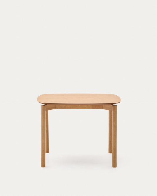 Indara square table in ash veneer with natural finish 100 x 100 cm