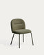 Arino green chenille chair with green metal legs