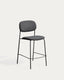 Meli stackable stool in grey chenille with grey metal legs FSC Mix Credit 65cm