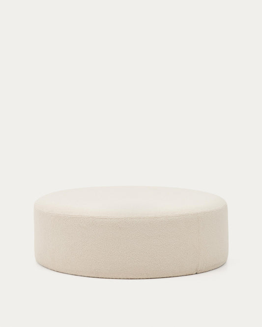 Kaeli footrest with removable cover in ecru bouclé Ø 120 cm