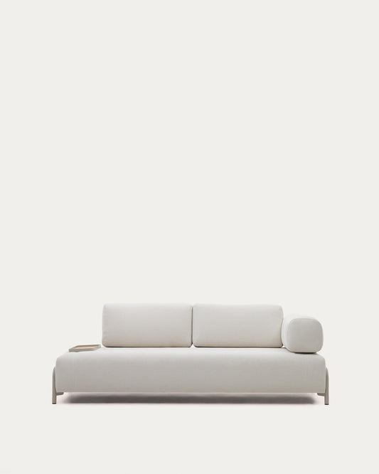 Compo 3-seater beige chenille sofa, small tray oak veneer and beige metal structure 232cm FSC Mix Credit