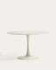 Vedira table in ecru ceramic and beige steel Ø120cm