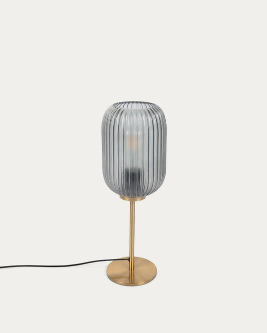 Hestia table lamp in metal with brass and grey glass finish