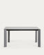 Axis extendable table in grey glass with steel legs in a dark grey finish, 160 (220) cm