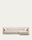 Gala 4-seater sofa with right chaise longue in beige chenille FSC Mix Credit 300cm