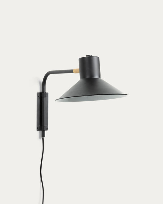 Small Aria wall light in steel with black finish