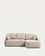 Laira 3-seater sofa bed with right chaise longue in beige chenille 246cm FSC Mix Credit