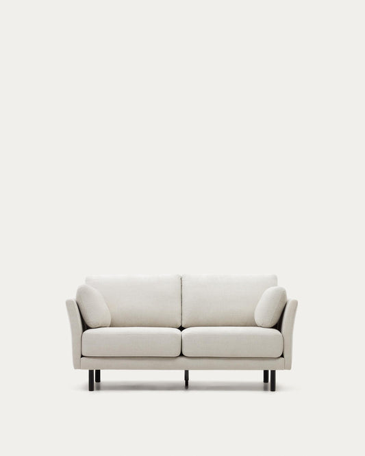 Gilma 2 seater sofa in chenille pearl with painted black finish legs, 170 cm