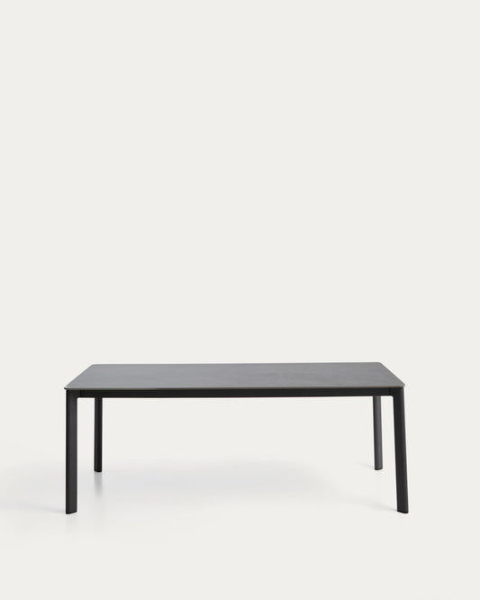 Anafi table in sintered stone and graphite aluminium 180 x 90cm