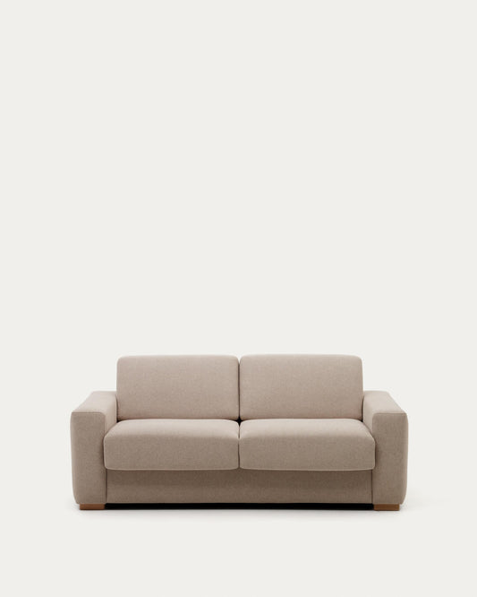 Anley beige 2-seater sofa bed with solid beech wood legs 204cm FSC Mix Credit
