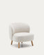 Ulit armchair in beige chenille with solid beech wood legs in a natural finish